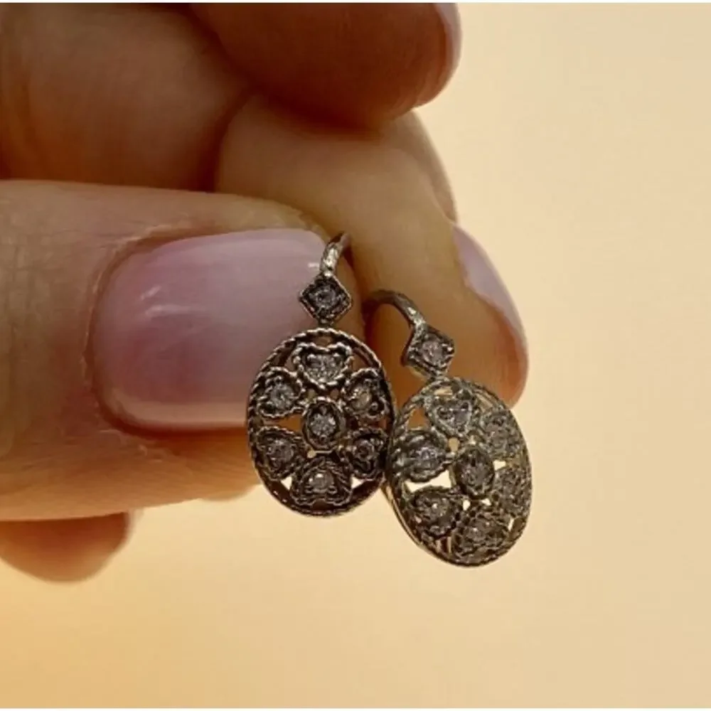 Vintage 925 Sterling Silver CZ Earrings